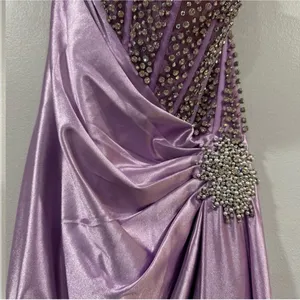 Sherri Hill 55367 Draped One Shoulder Gown Lilac Size 2 thumbnail 4