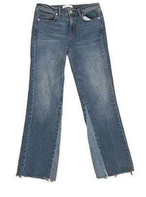 Loft EUC Vintage Straight Patchwork Distress Jeans Sz 0 thumbnail 1