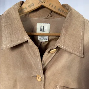 Vintage Y2K GAP Sueded Pigskin Button Jacket in‎ Light Brown Size XS thumbnail 2