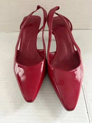 DKNY Women's Carson Pointed-Toe Slingback Pumps Ruby Red patent Heels Size 9.5 thumbnail 4