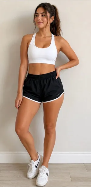Nike Black Athletic Shorts with White Trim thumbnail 1