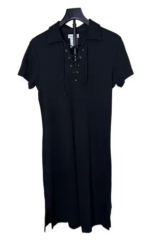Chelsea‎ Studio Womens Black Cotton Lace Up m Polo Midi Dress Small thumbnail 1