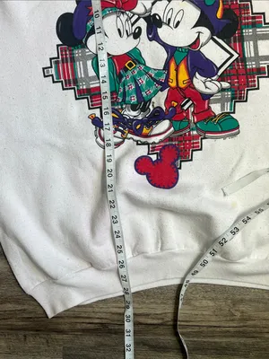 Disney Mickey Minnie Plaid Sweatshirt White Retro 🦋 thumbnail 8