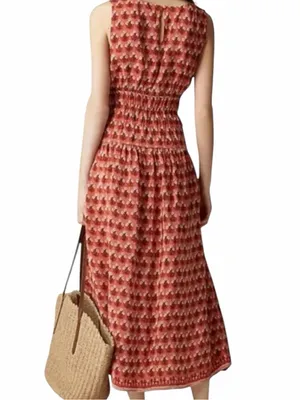 J.Crew - Hyacinth Block Print Crepe de Chine Smocked Maxi Dress Sz XL thumbnail 2