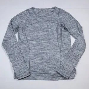 Lululemon Cypress Kiss Long Sleeve Top Women Size 12 Grey Space Dye Thumbholes thumbnail 1