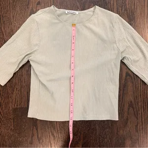 Reformation Cropped Mint Green Ribbed Top thumbnail 4
