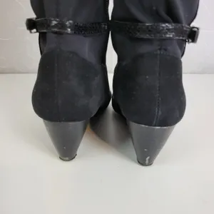 Dana Buchman Womens Boots Size 6.5 Black Suede Wedge Heel Knee High Side Zip thumbnail 2