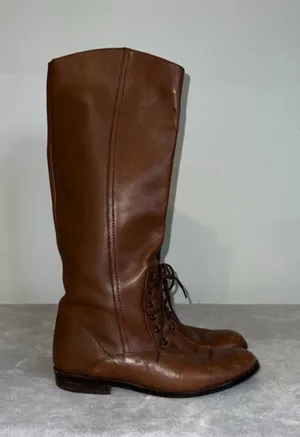 Vintage Half Lace Brown Riding Boots Size 7 thumbnail 1