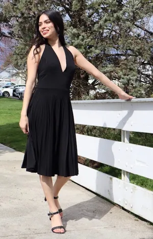 Max and Cleo Marilyn halter little black dress thumbnail 1