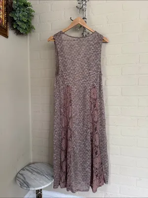 Umgee long vest Sleeveless Lace Panel in Mauve brown medium thumbnail 6