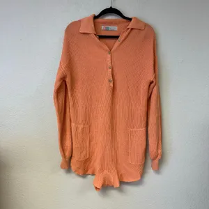 Free People Long Sleeve Picnic Sweater Linen Blend Romper Size XS thumbnail 2