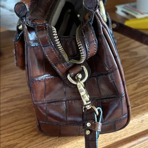 Brahmin Rich Brown Crocodile-Embossed Crossbody Bag thumbnail 3