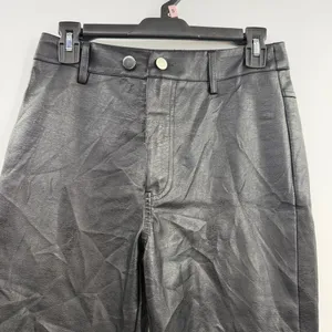 Princess Polly Faux Leather Pants Black High Rise Straight Leg Moto US 4 thumbnail 2