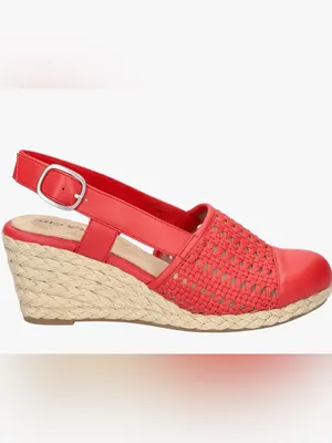 easy street Red Woven Espadrille Slingback Wedge Size 7 thumbnail 3