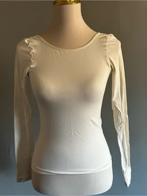 Free People Low Back Seamless Long Sleeve | Size: M/L | Ivory thumbnail 3