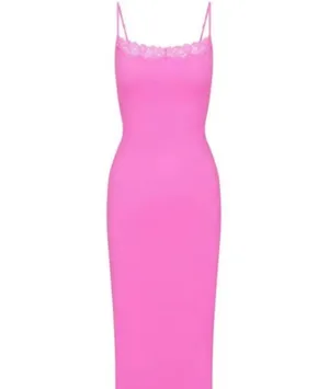 SKIMS Pink Lace Silk Dress Trim Slip thumbnail 4