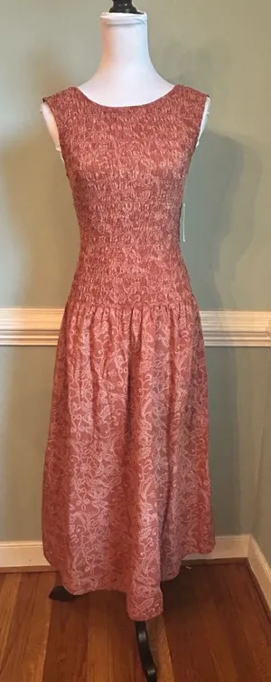 Universal Thread Dusty Rose Strapless Smocked Waist Midi Dress thumbnail 1