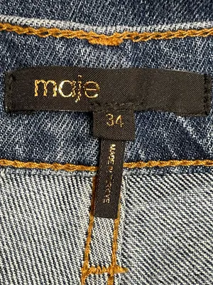 Maje Studded Wide Leg Jeans US Size 2 Medium Wash Blue High Rise Denim thumbnail 11