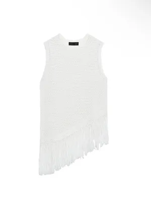 Zara White Fringe Knit Tank Top thumbnail 3