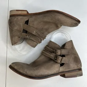 Free People 37 US 7 Braeburn Ankle Boots Booties Distressed Tan Leather Boho thumbnail 4