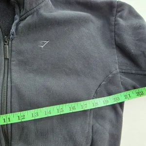 Gymshark Fleece Full Zip Hoodie Jacket Black‎ Cropped B8A7J-BB2J-S-EN1 Small thumbnail 9