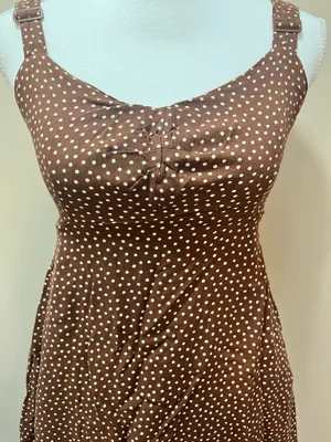 Old Navy Brown Polka Dot A Line Mini Dress Size XS thumbnail 2