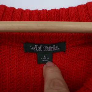 Wild Fable Womens Red Cropped Shaker Knit Crew Neck Sweater Size L thumbnail 2