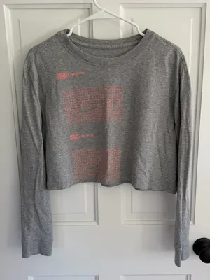 Nike Sportswear NYC House of Innovation Cropped Long Sleeve Tee Gray M thumbnail 1