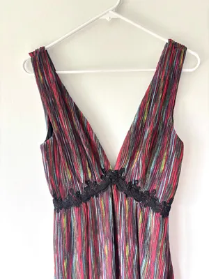 House of Harlow 1960 X Revolve Yelena Midi Dress Linen Multi Color Stripes Y2K thumbnail 3