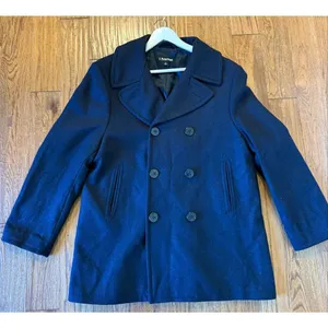 J. Peterman 100% wool navy nautical double breasted peacoat size 42 large thumbnail 5