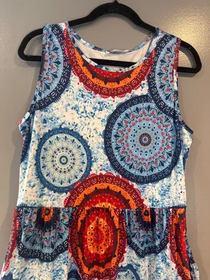 NWT Hount Womens Large Maxi Dress Mandala Print Sleeveless Boho Stretch thumbnail 2