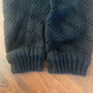Black Knit Eyelet-Detail Legwarmers (OS) thumbnail 3