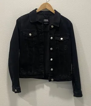 Zara Black Denim Jacket - Small thumbnail 1