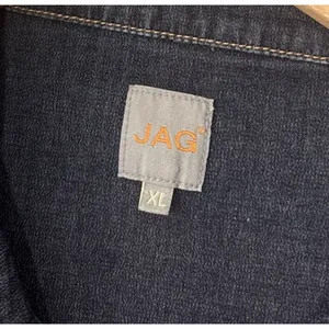 Jag Pearl Snap Western Denim Shirt Size XL Dark Blue Jean Fitted Cowgirl Chic thumbnail 6