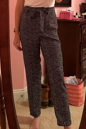 Express Ankle High Rise Tie Pants in multicolored pattern thumbnail 7