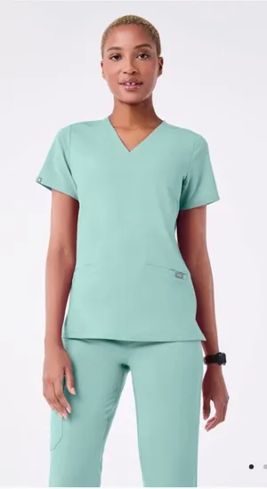 FIGS Casma Three Pocket Scrub Top in Aqua Blue Size XS thumbnail 1