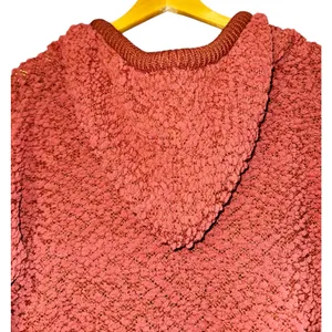POL Popcorn Knit Sweater Tunic Women's‎ Size Small Hooded Burnt Orange Rust Fall thumbnail 6