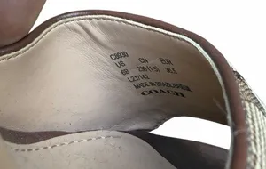 NEW Coach Logo Maddy Sandal Khaki Saddle Summer Woven Block Heel $198.00 Tan thumbnail 12