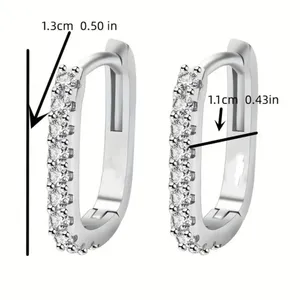925 Sterling Silver Crystal Zirconia Edged Hoop Earrings for Daily Wear thumbnail 5