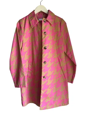 Isaac Mizrahi 20th Anniversary Pink Tan Houndstooth Coat XS Target Mod Preppy thumbnail 1