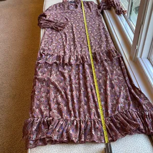 Nasty Gal Long Sleeve Mauve with Dainty Florals Maxi Long Dress size 4 thumbnail 10