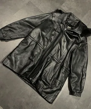 Images By Damselle Black‎ Leather Coat Vintage Women's Sz XL -200 thumbnail 1