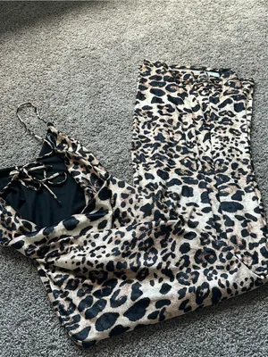 Blue Blush Leopard Print Maxi Dress in Tan and Black thumbnail 3