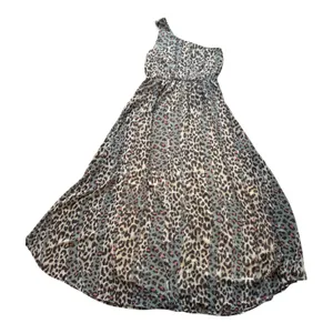 Audrey 3+1 Womens Leopard Print One Shoulder Maxi Dress Sage Green DH6600 Medium thumbnail 1