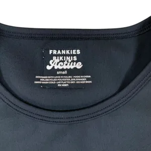 Frankies Bikinis Active‎ Black Crop Top S Stretchy Athleisure Minimal Tee thumbnail 2