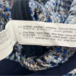ZARA Mini Skirt Tweed Denim‎ Waist Women XL Blue White Plaid Wrap NWT thumbnail 7