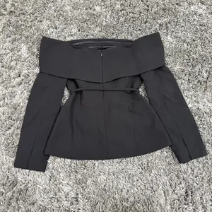 ASOS DESIGN Tailored Off-The-Shoulder Top in Black, Size 4​​ thumbnail 5