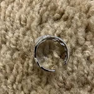 Silver Moonstone Gemstone Textured Antique Vintage Adjustable Open Ring thumbnail 6
