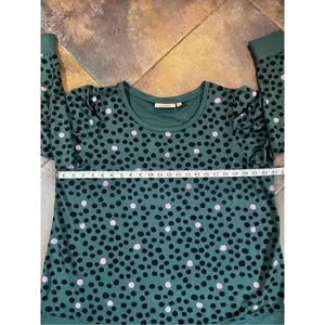 Evri Green Sweatshirt with Black Pink Polka Dots Size 1X thumbnail 7