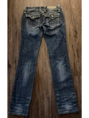 Rock Revival Blue Straight Jeans 29 Low Rise Grunge thumbnail 3